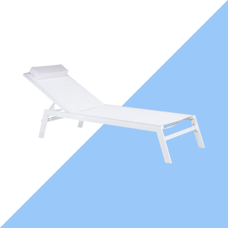 Catania 50 cm Long Reclining Single Chaise with Cushions, White