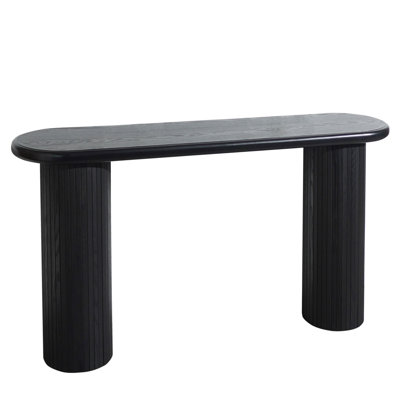Wood Console Table, Modern Black Console Table, 56" W Fluted Entryway Table,Black Entry Table Narrow Console Table Modern Hallway Table Modern Sofa Ta