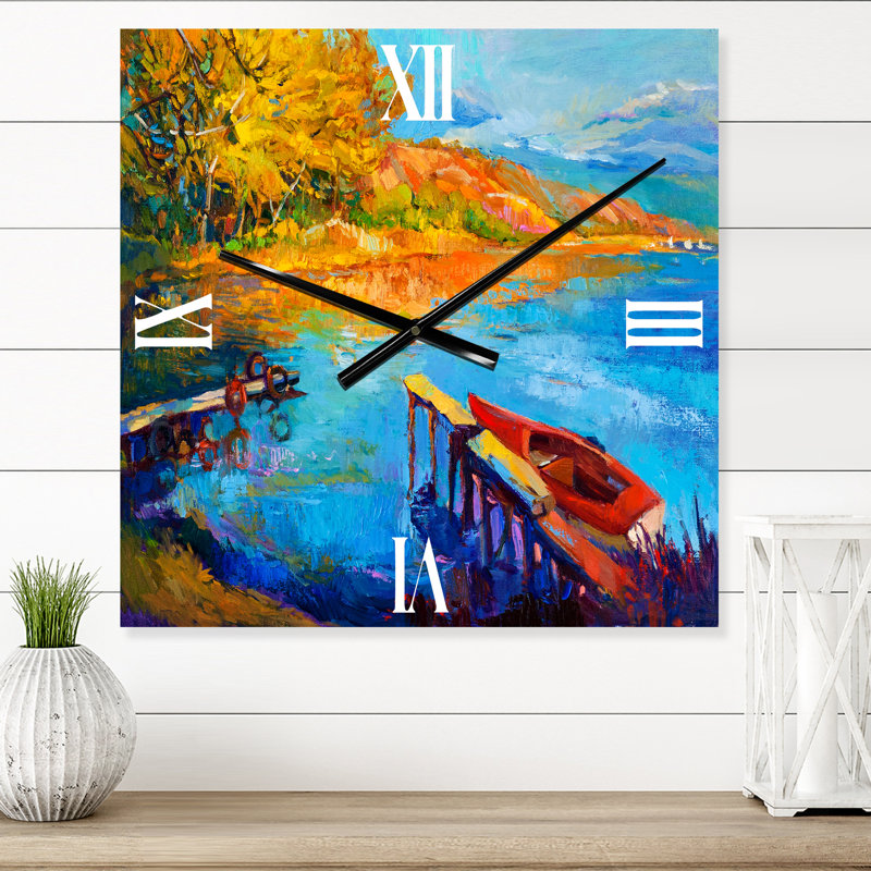 Horloge murale Sunset Sunset Glow at the Lake II, Moyen