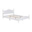 Cadre de lit plateforme grand lit en bois, lit plateforme de style rétro avec support en lattes de bois, blanc