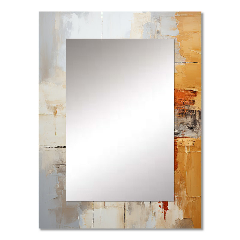 Orange Black Abstract Fractal Impressions - Fractals Mirror, Orange Decorative Wall Mirror, Printed Metal Art, 32" x 24"