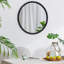 32 "miroir circulaire avec cadre perlé en métal, miroir mural pour le hall d'entrée de la chambre à coucher du salon