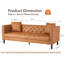 Canapé Chesterfield, capitonné à 3 places avec 2 coussins, assise profonde, canapé rembourré de style Mid-Century - brun clair cognac pour appartement, bureau