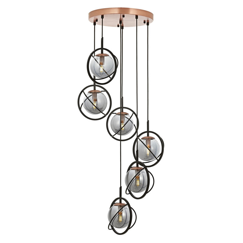 Demps 6 - Light Shaded LED Chandelier, Black