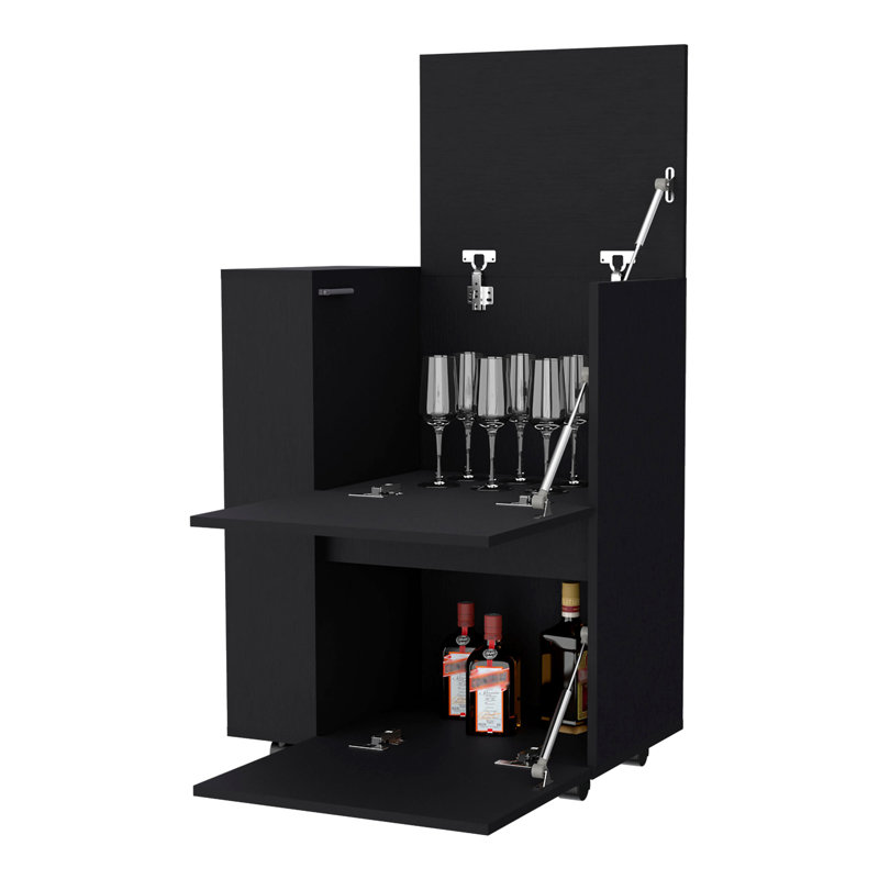 Versatile Bar Cart With Stylish Design And Practical Storage, Black