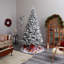 Sapin de Noël floqué avec lumières DEL-1822545245