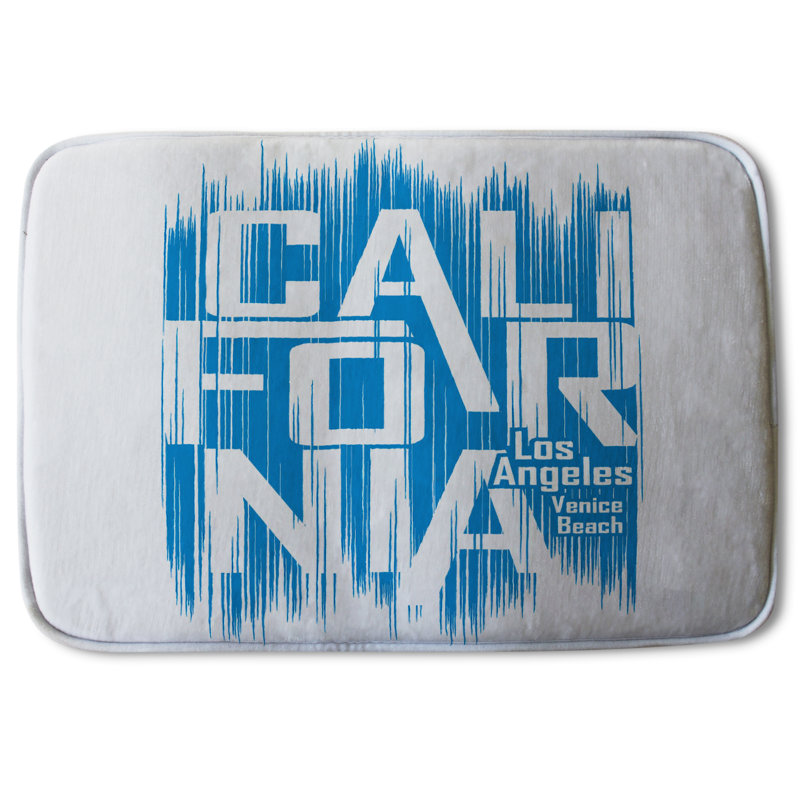 Akelah Non-Slip Bath Rug, Blue/White Abtracts