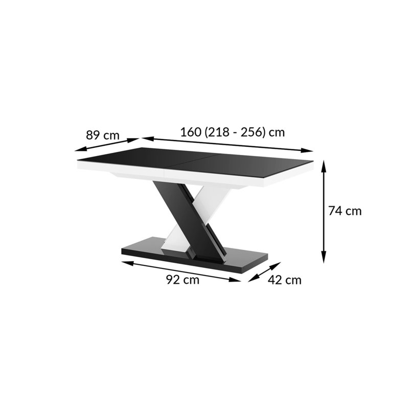 Danyar Extendable Dining Table, White, White/Black