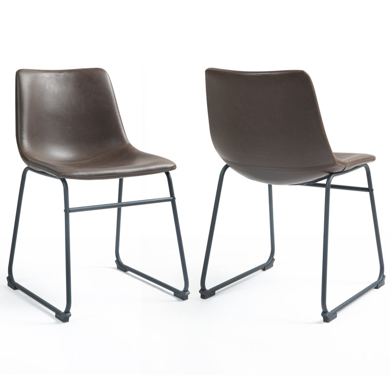 Tyrone 19'' H Faux Leather Upholstered Side Chair, Dark Brown