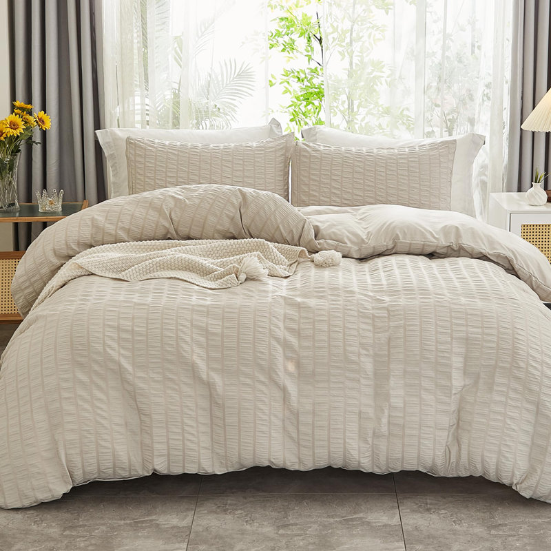 Polyester Solid Colour Duvet Cover, Beige