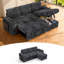 Canapé-lit de 85 pouces à 3 places avec dossier réglable, table basse pliable, porte-gobelets, ports USB et de type C, poches de rangement, parfait pour la maison, l'hôtel, un appartement et un dortoir-2008306066