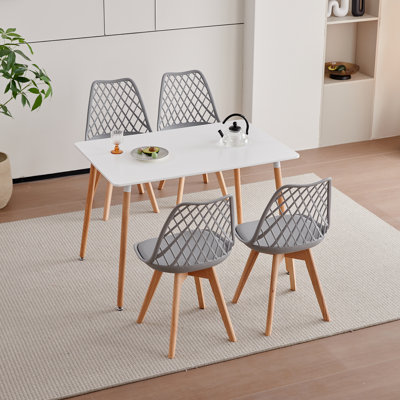 Dining Chairs - Nordic Style Dining Chair - Mesh Backrest - Solid Wood Legs