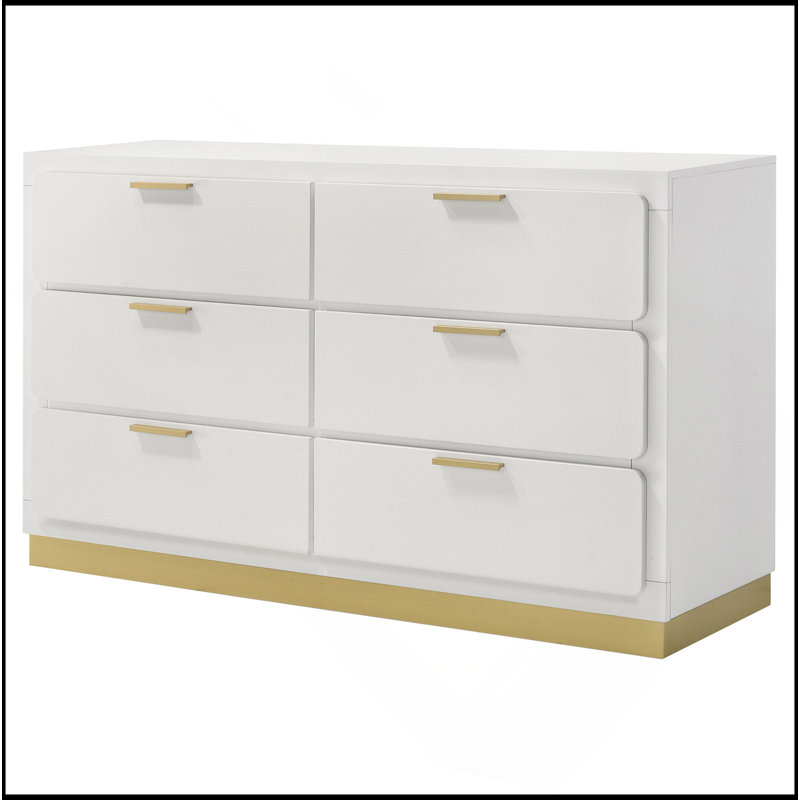 Commode 6 tiroirs Sophia, Blanc