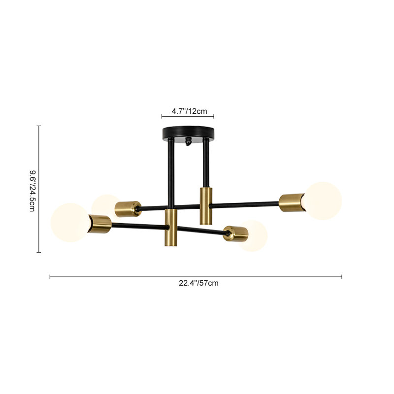 4-Light Sputnik Modern Linear Semi Flush Mount 