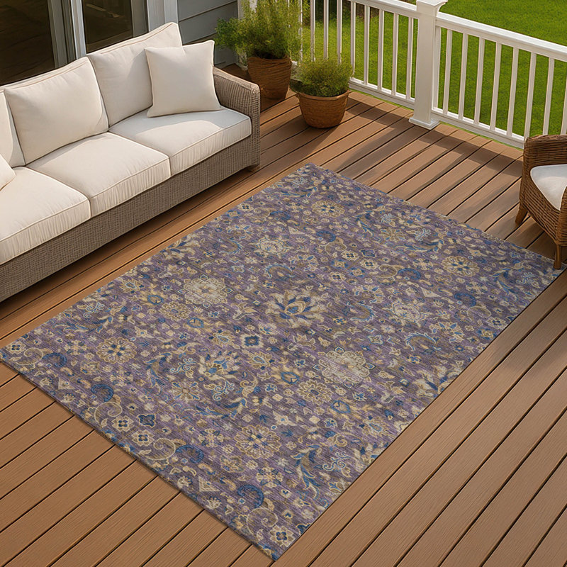 Machine Washable Indoor/Outdoor Chantille ACN2485 Global Rug, 5' x 7'6", Purple