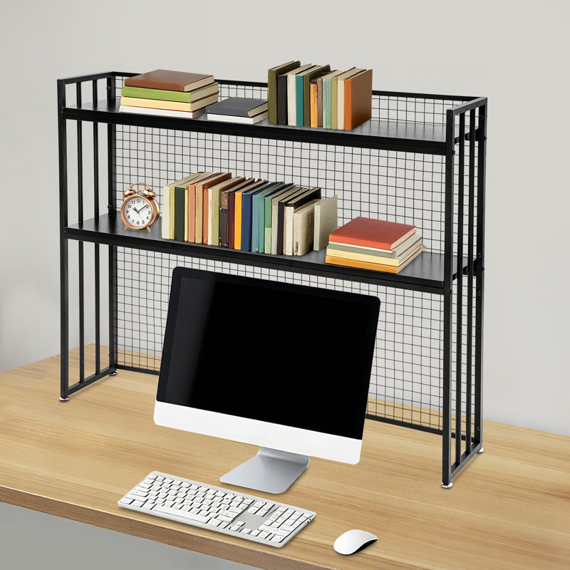 45.28 Inch Desktop Bookshelf, 2 Tier Metal Storage Shelf Organizer for Office Desk Books and Files