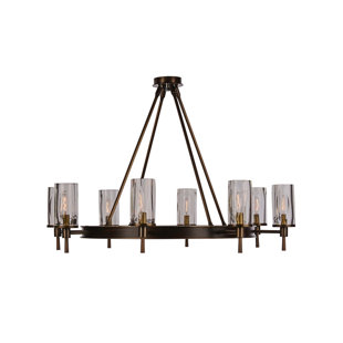 8 - Light Dimmable Wagon Wheel Chandelier