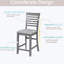 De 4 chaises de cuisine grises, structure en bois massif, assise confortable, patins antidérapants, siège en lin ergonomique, bois rembourré facile à installer, respirant pour la salle à manger ou le salon, design, coussin