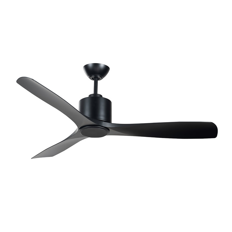 Ventilateur de plafond à moteur à courant continu noir mat 52 avec télécommande et ensemble d'éclairage DEL SENTRY - Écoénergétique et élégant