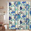 Rideau de douche bleu abstrait à motif floral Batik avec 12 crochets