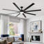 Très grand ventilateur de plafond noir 84 po avec télécommande