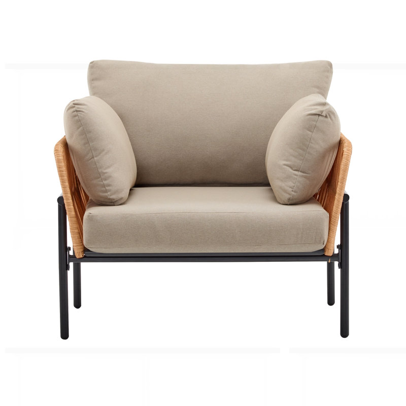 Chaise longue en corde de fer 36 "avec coussins