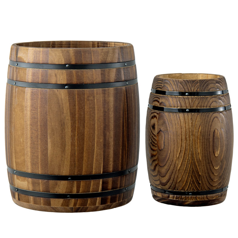 2-Piece Solid Wood Kitchen Utensil Holder Crock