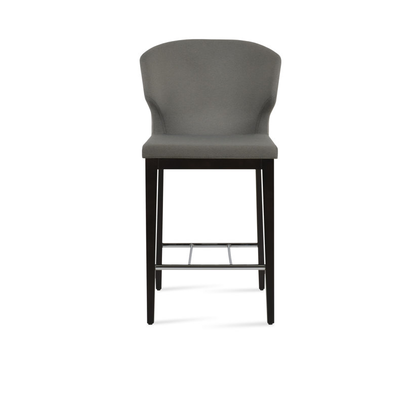 Tabouret de bar et de comptoir en bois Amed, Wengé, Gris, Tabouret de comptoir (siège d'une hauteur de 24 p