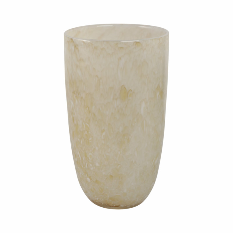 Addis Handmade Glass Table Vase, 12" H x 7" W x 7" D, Ivory