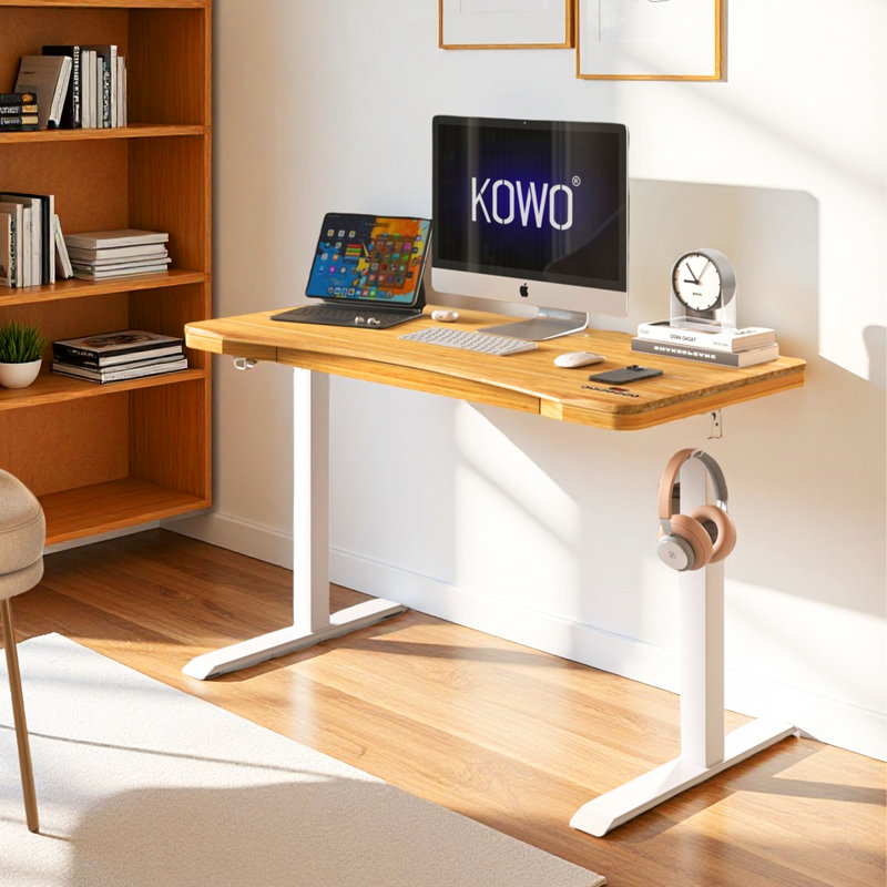Adjustable Height Solid Wood Steel Standing Desk