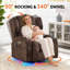Fauteuil inclinable, berçant et pivotant à double moteur avec massage et chaleur, brun velours, 2 fauteuils-1288808598
