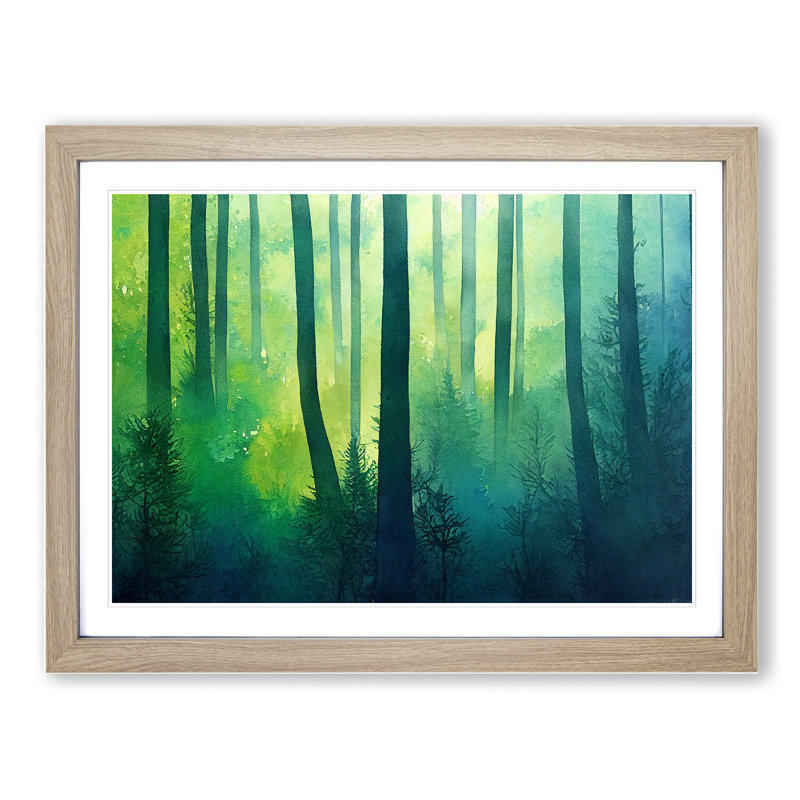 Miraculous Colourful Forest - Framed Print, 34cm H x 46cm W x 2cm D, Oak