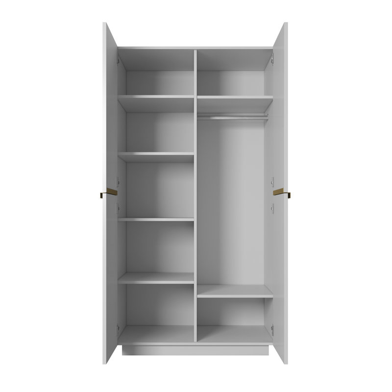 Alylah Manufactured Wood Wardrobe, White/Gold