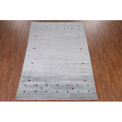 Tapis oriental ivoire et gris Gabbeh 7 x 10