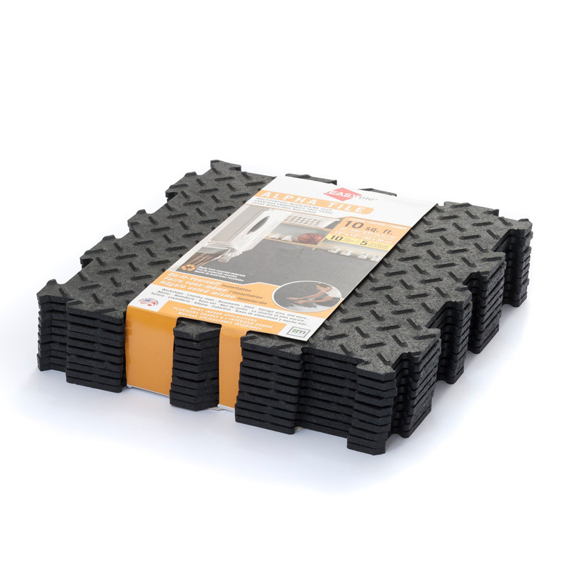 Alpha Tile Interlocking Recycled Rubber Floor Tile - Pack Of 40