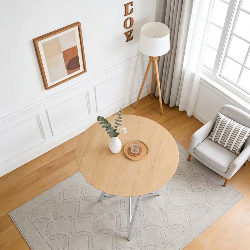 Table de salle à manger ronde 37 pouces, Argent coulé