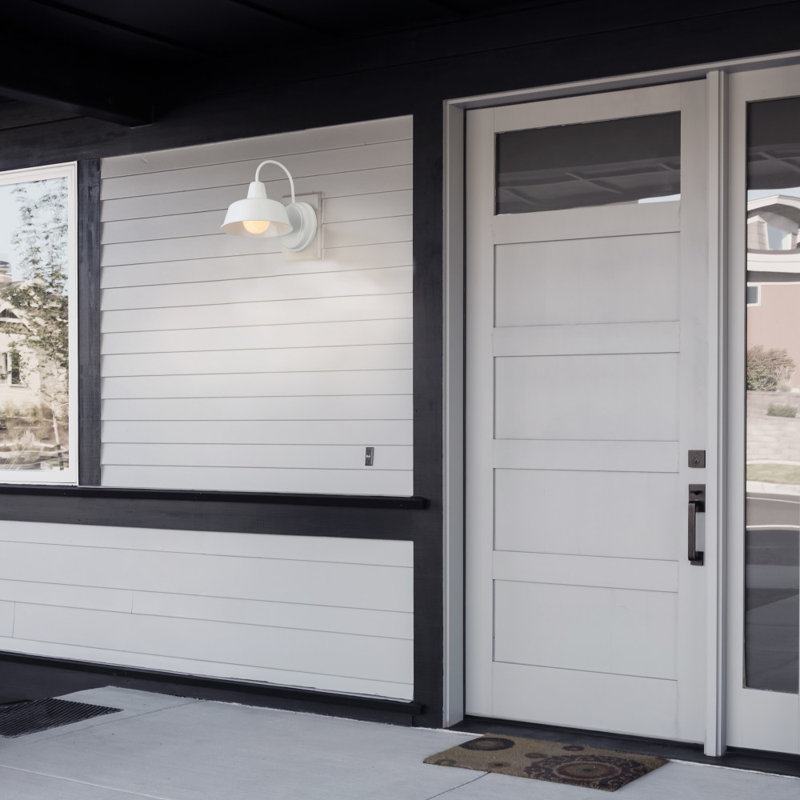Luminaire de grange d'extérieur Jaklynn, Blanc, H 11 po x l 8,38 po x P 10,5 po