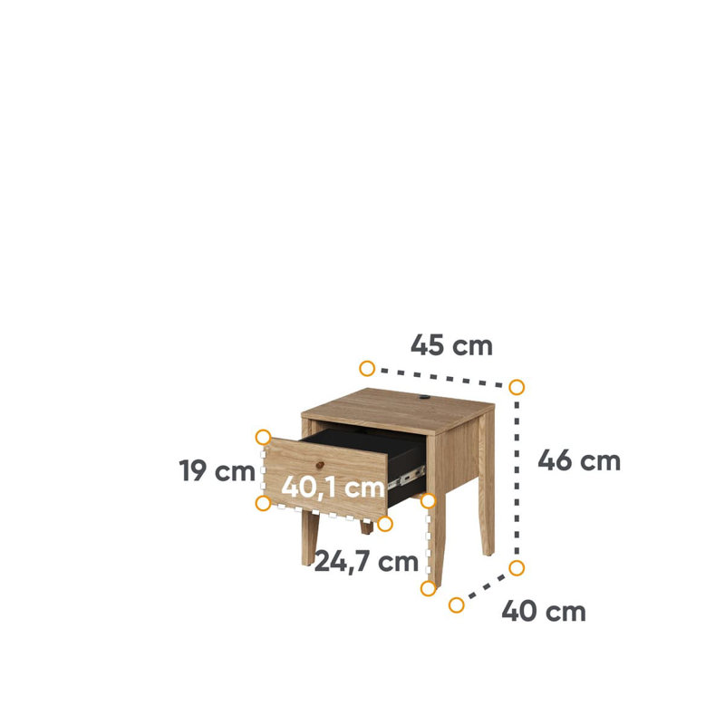 Thijmen 45cm W Manufactured Wood Bedside Table