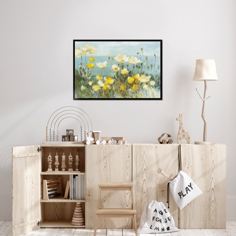 Field Of Poppies Bright Crop by Danhui Nai - Painting, Black Framed Paper Print, 65cm H x 95cm W