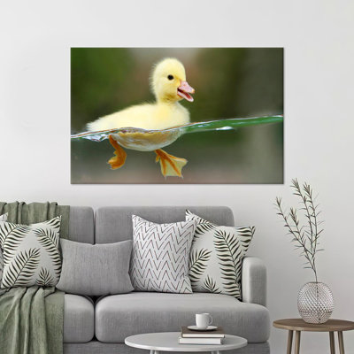 Affiche moderne sur toile à thème animal 3D avec un joli bébé canard idéal comme cadeau de Noël personnalisé pour grand-mère