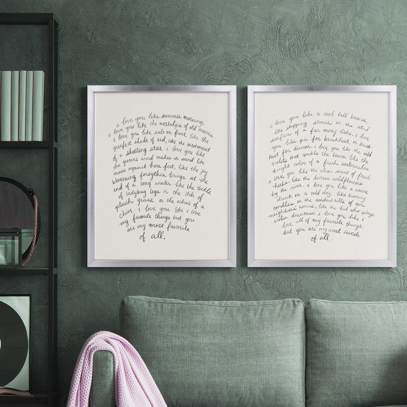 Lettre à un amoureux I - ensemble de 2 reproductions d'art sur toile encadrées