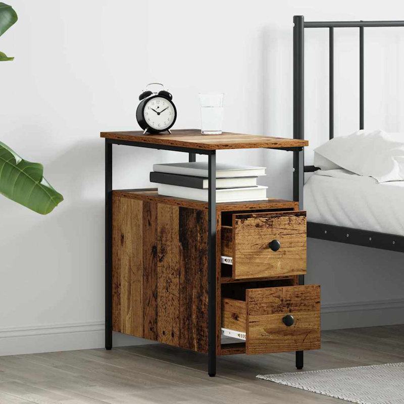 Bedside Cabinet Engineered Wood, Old Wood