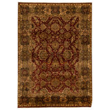 Hand Knotted Wool Area Rug in Red And Black