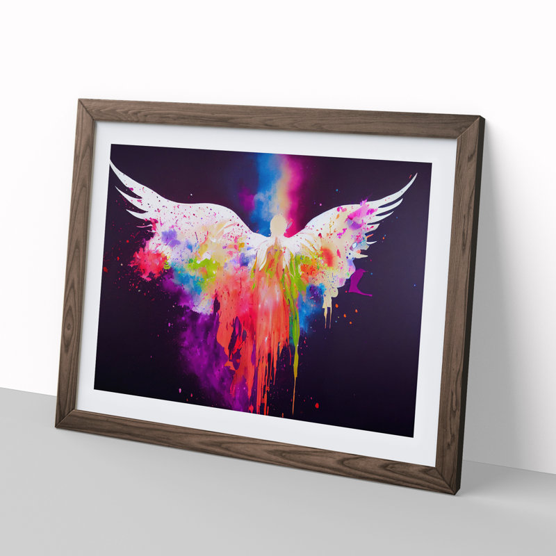 Angel Painted Vol.4 Abstract - Single Picture Frame Print, 25cm H x 34cm W x 2cm D, Walnut Framed
