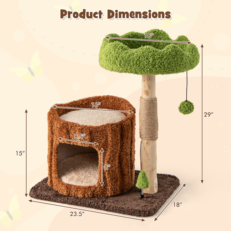  Multifunctional Cat Tree w/ Sisal Covered Scratching Posts Top Perch Modern