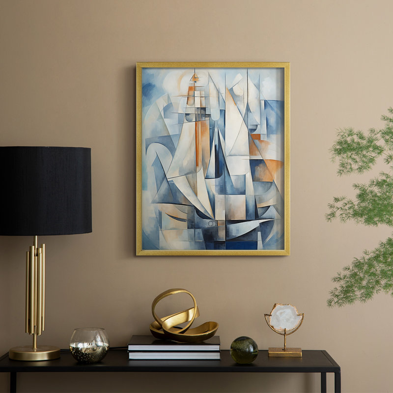 NAUTICAL Series CDXI - reproduction encadrée de qualité supérieure - prête à être accrochée - aucun clou requis, Doré
