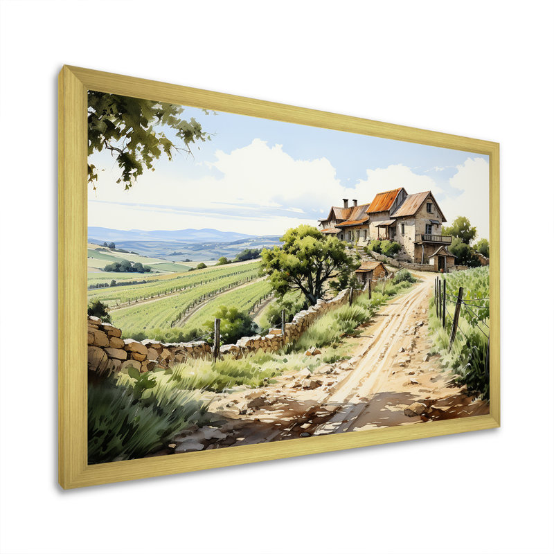 «Vineyard Scenery Beauty II», reproduction sur toile, Cadre doré simple, H 12 po x l 20 po x P 1 po