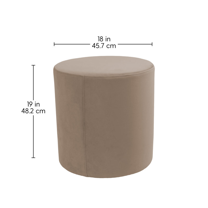 18 inch Round Everyday Microfiber Ottoman, 19 inch Height, Tan
