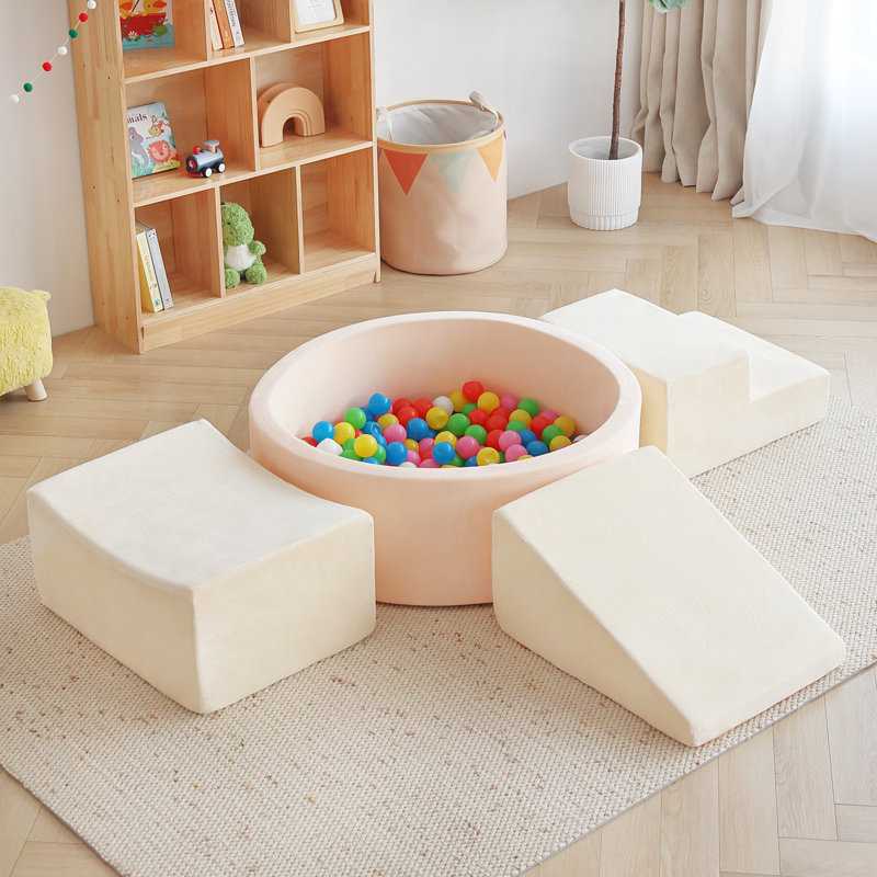 Blocs d'escalade en mousse pour enfant, grimpeur ludique avec housse lavable, Beige