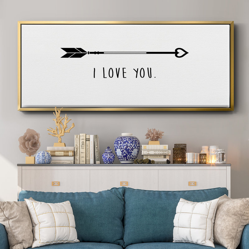 Love Arrow I- Framed Canvas, 24" H x 60" W